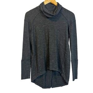 Free People We The Free Charcoal Gray Split Back Turtleneck Sweater S Cozy Comfy